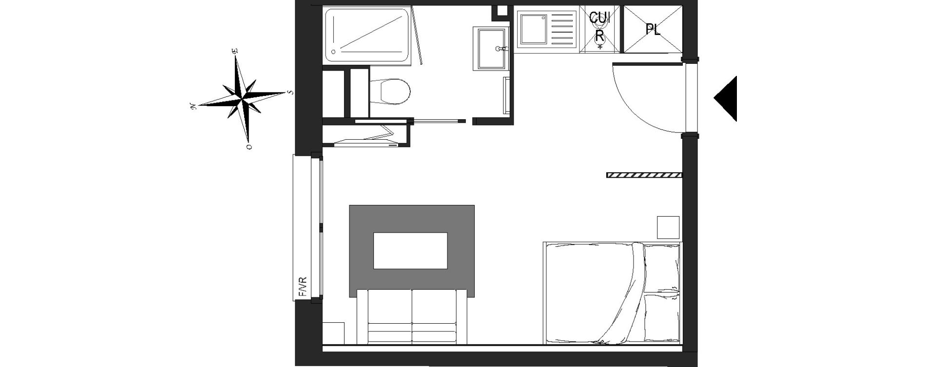 Appartement T1 meubl&eacute; de 21,78 m2 &agrave; Arras Centre