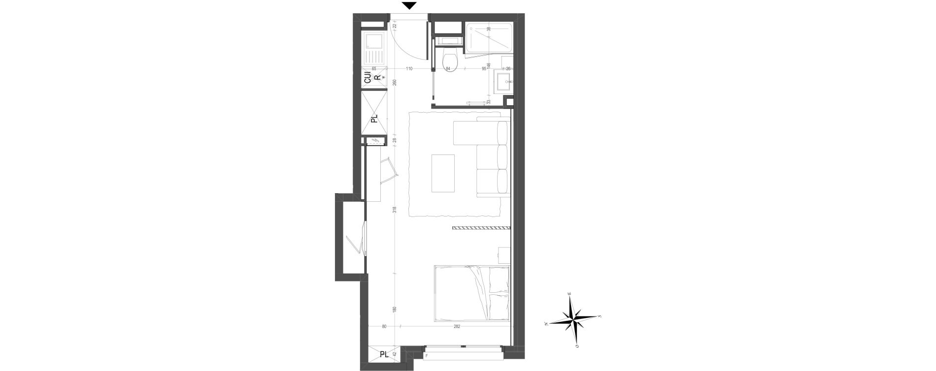 Appartement T1 de 29,88 m2 &agrave; Arras Centre