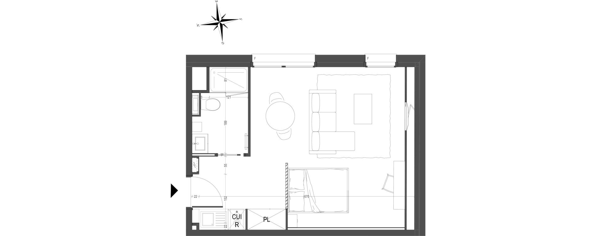 Appartement T1 de 33,79 m2 &agrave; Arras Centre