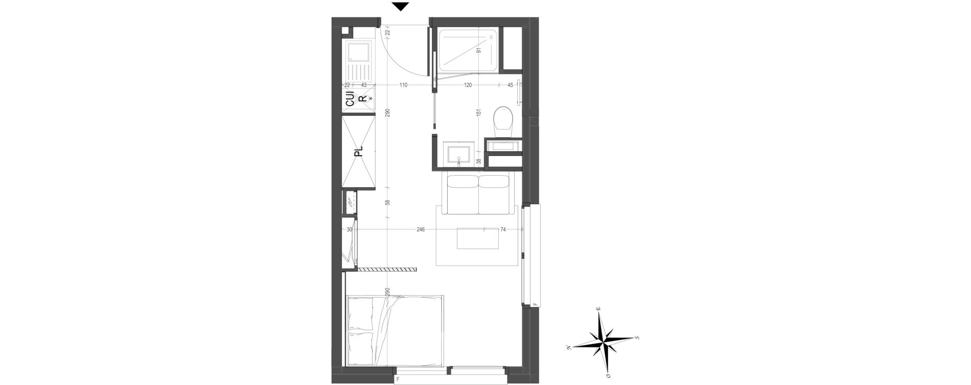 Appartement T1 de 21,60 m2 &agrave; Arras Centre