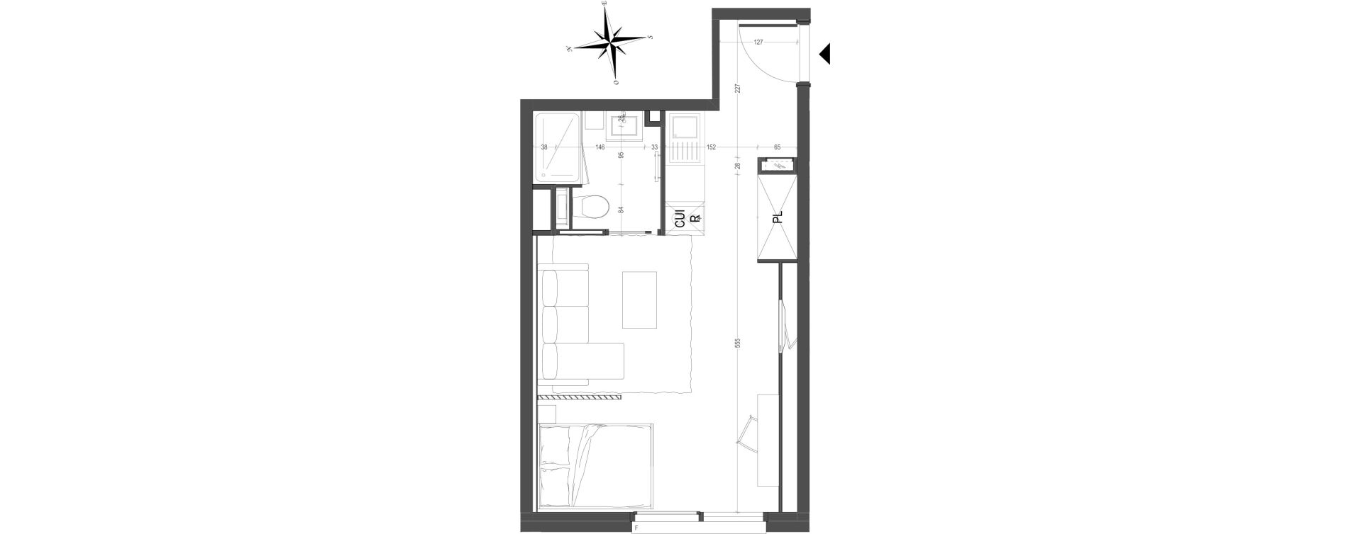 Appartement T1 meubl&eacute; de 29,21 m2 &agrave; Arras Centre