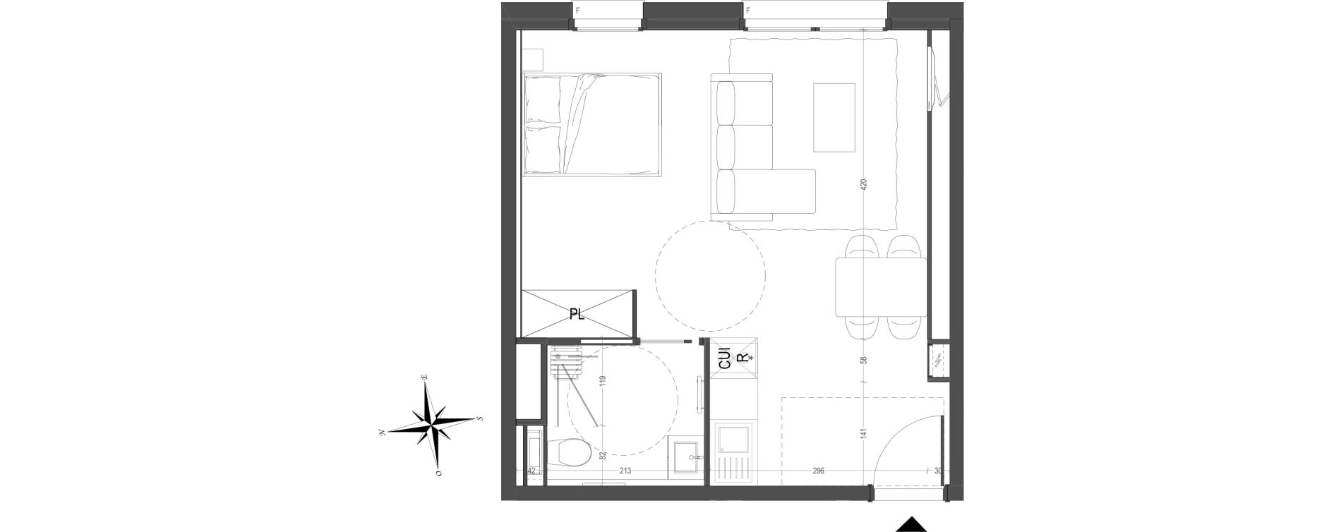Appartement T1 meubl&eacute; de 34,88 m2 &agrave; Arras Centre