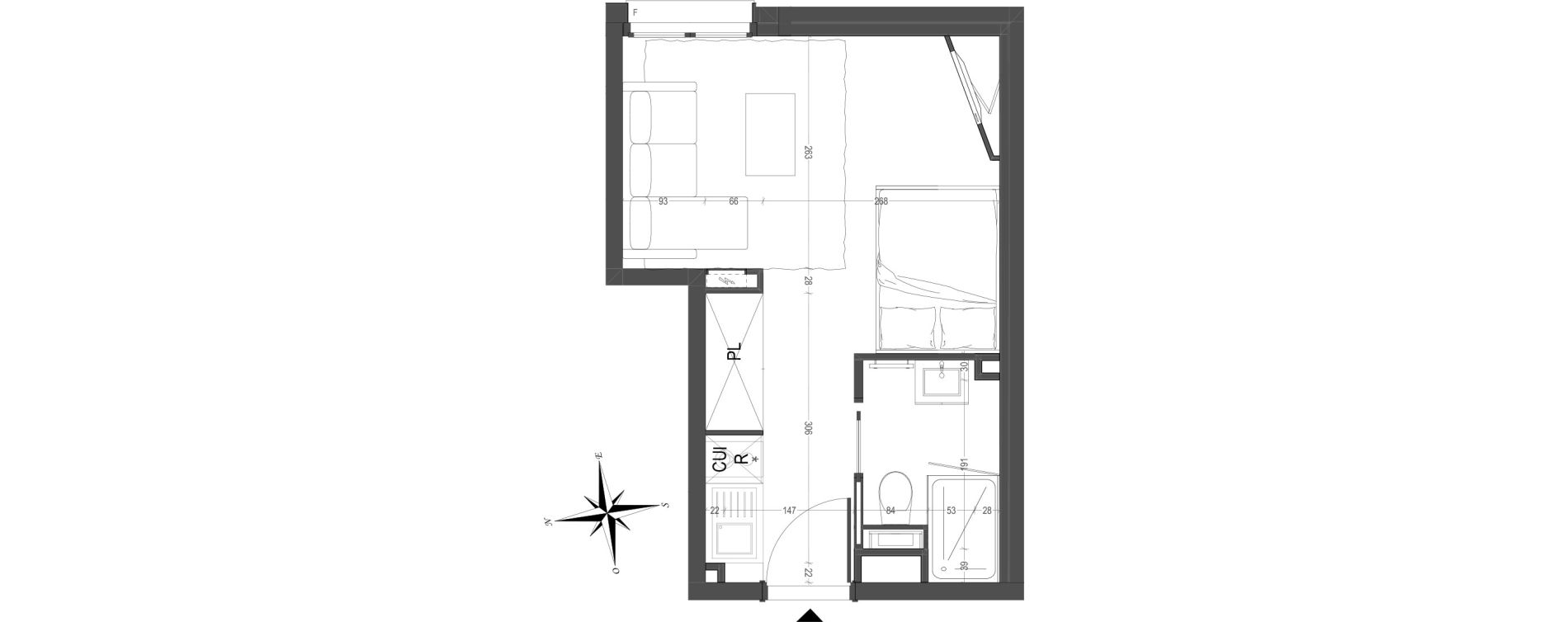 Appartement T1 meubl&eacute; de 22,07 m2 &agrave; Arras Centre