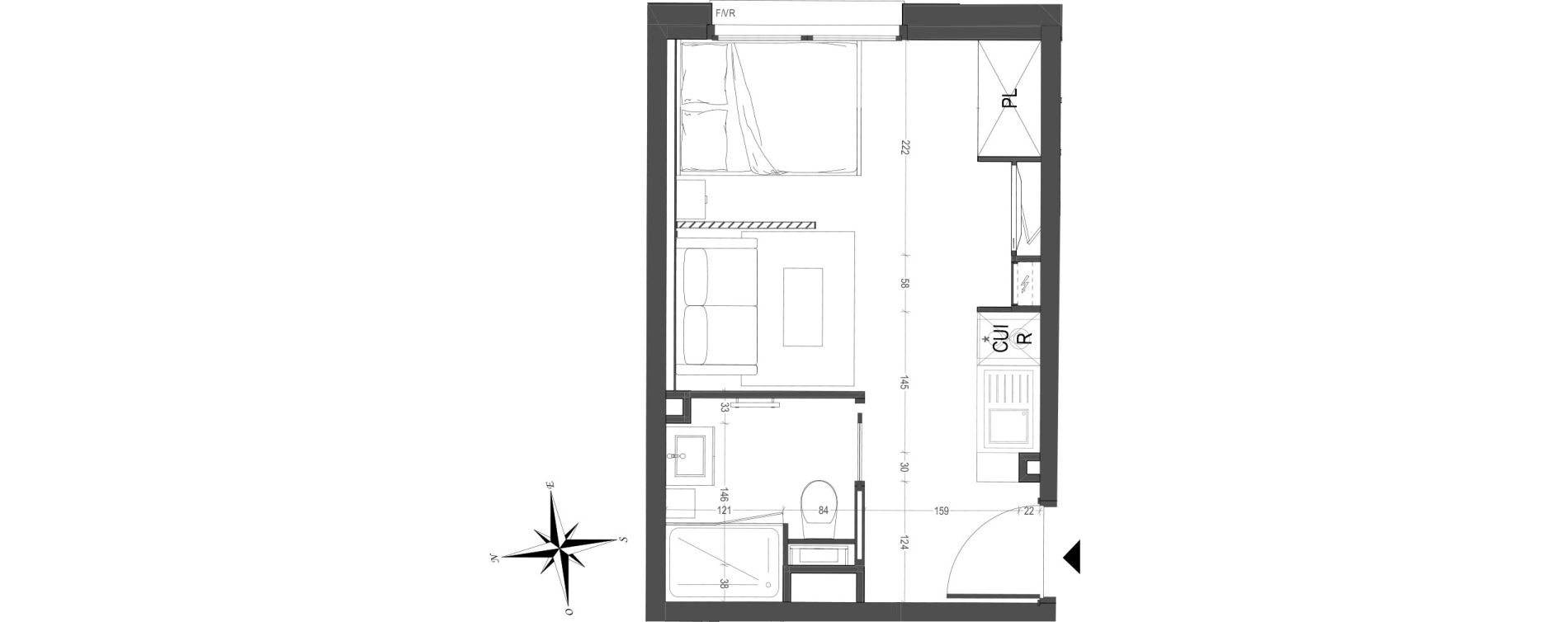 Appartement T1 meubl&eacute; de 20,89 m2 &agrave; Arras Centre