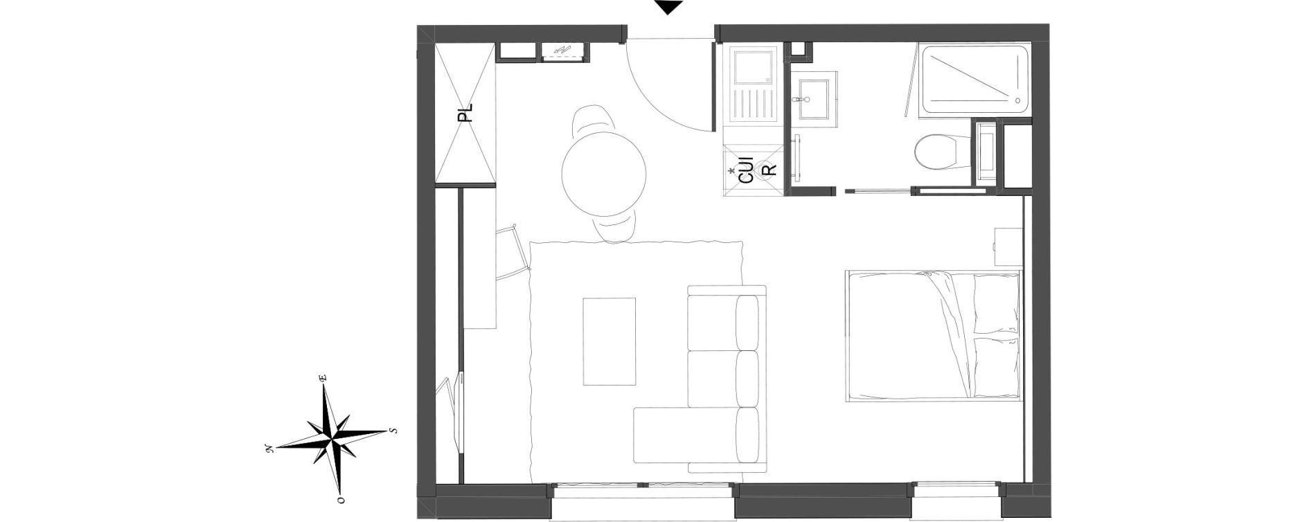 Appartement T1 meubl&eacute; de 28,87 m2 &agrave; Arras Centre