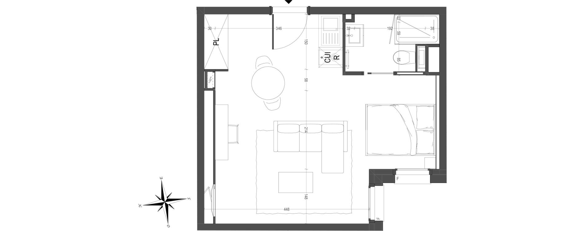 Appartement T1 de 32,38 m2 &agrave; Arras Centre