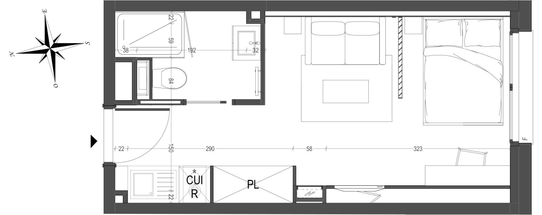 Appartement T1 de 21,85 m2 &agrave; Arras Centre