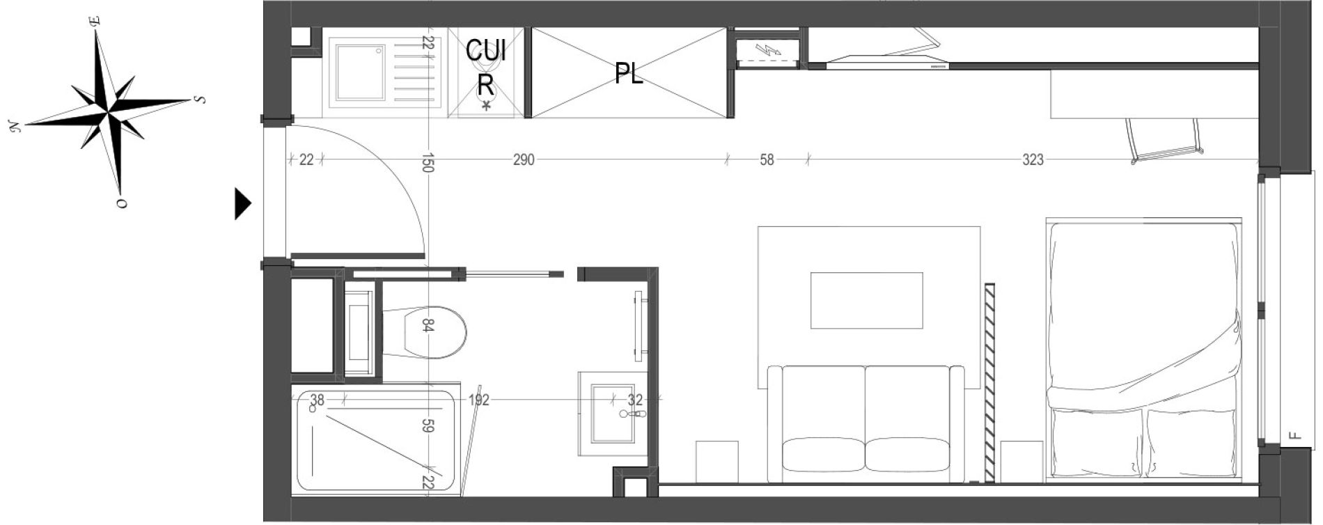 Appartement T1 de 21,88 m2 &agrave; Arras Centre