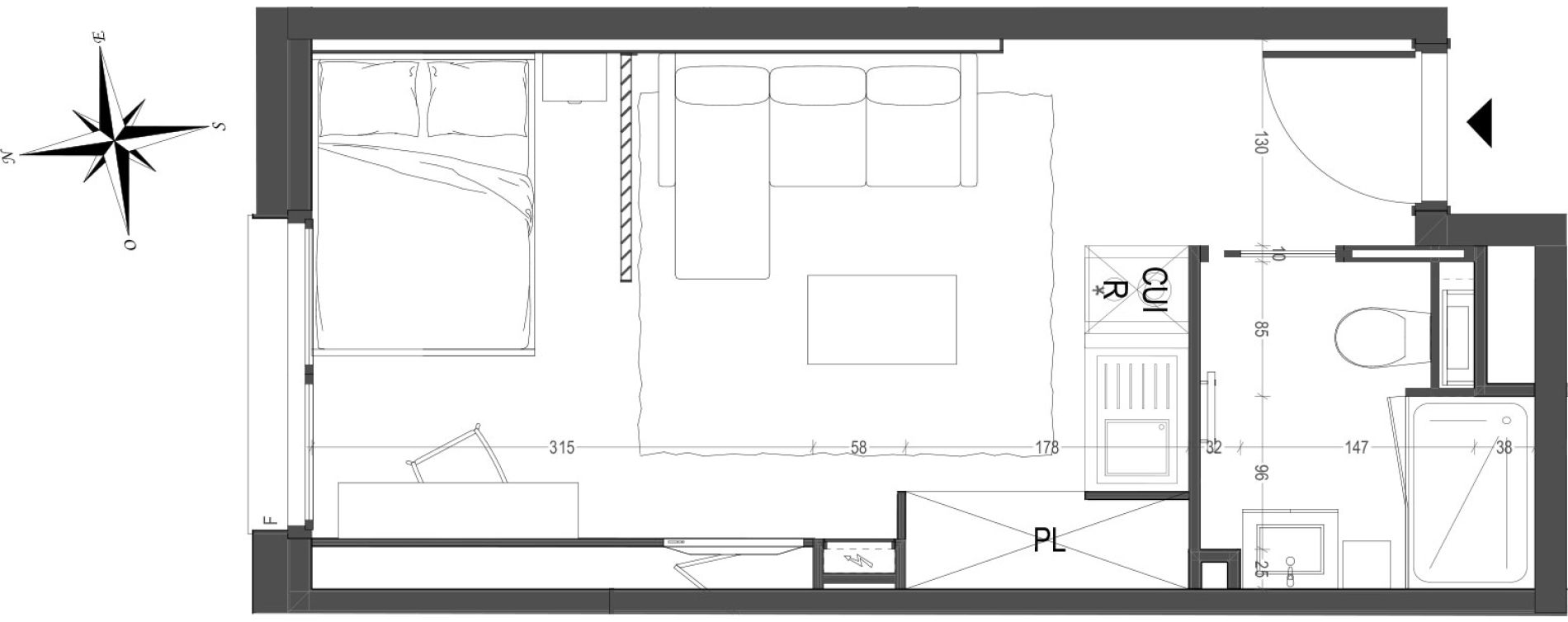 Appartement T1 de 24,10 m2 &agrave; Arras Centre