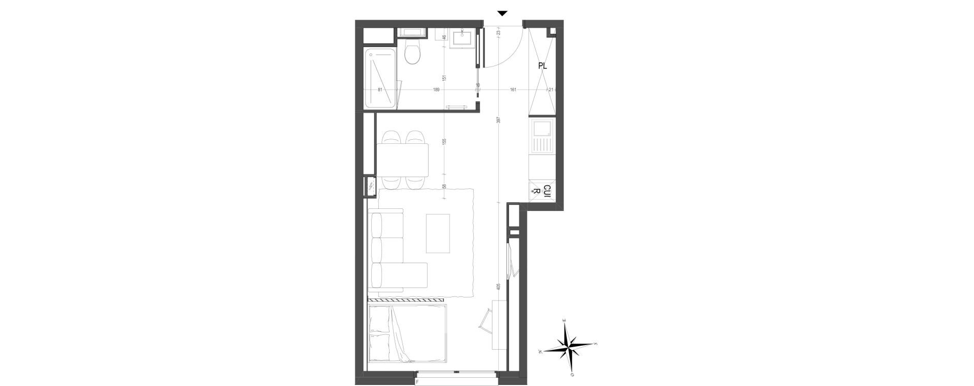 Appartement T1 meubl&eacute; de 32,95 m2 &agrave; Arras Centre