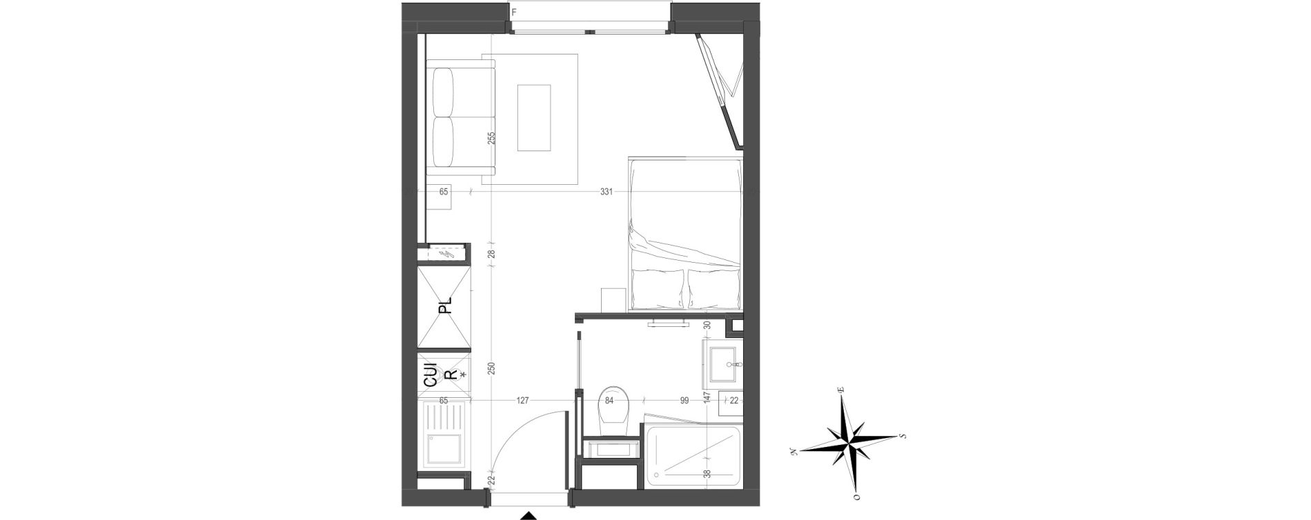 Appartement T1 de 20,59 m2 &agrave; Arras Centre