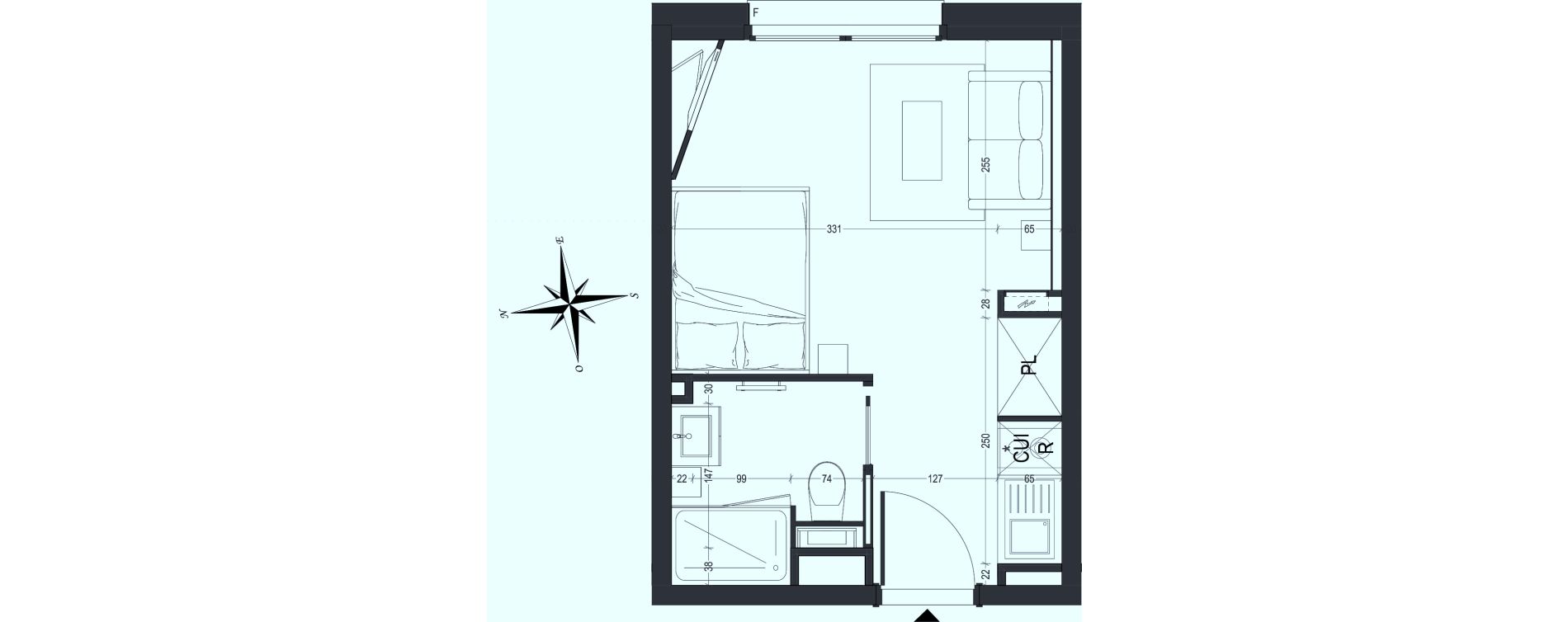Appartement T1 meubl&eacute; de 20,58 m2 &agrave; Arras Centre