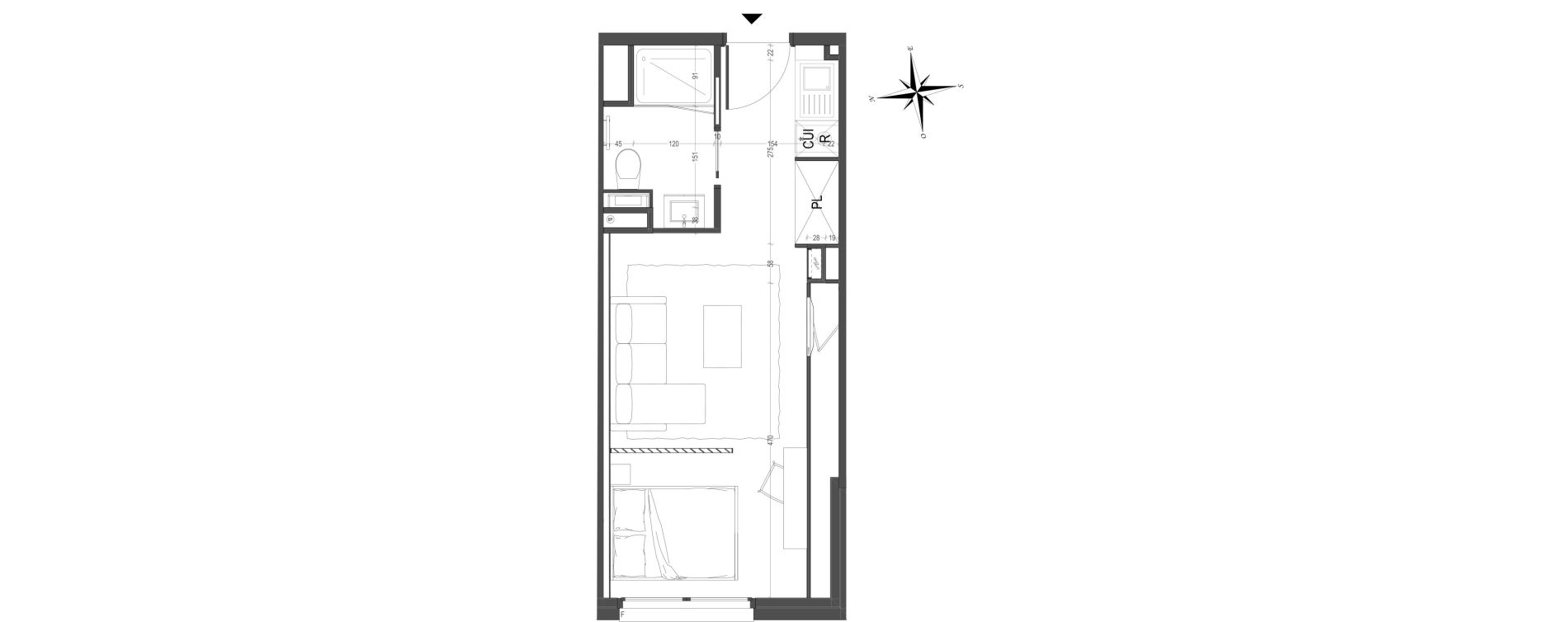 Appartement T1 meubl&eacute; de 26,81 m2 &agrave; Arras Centre