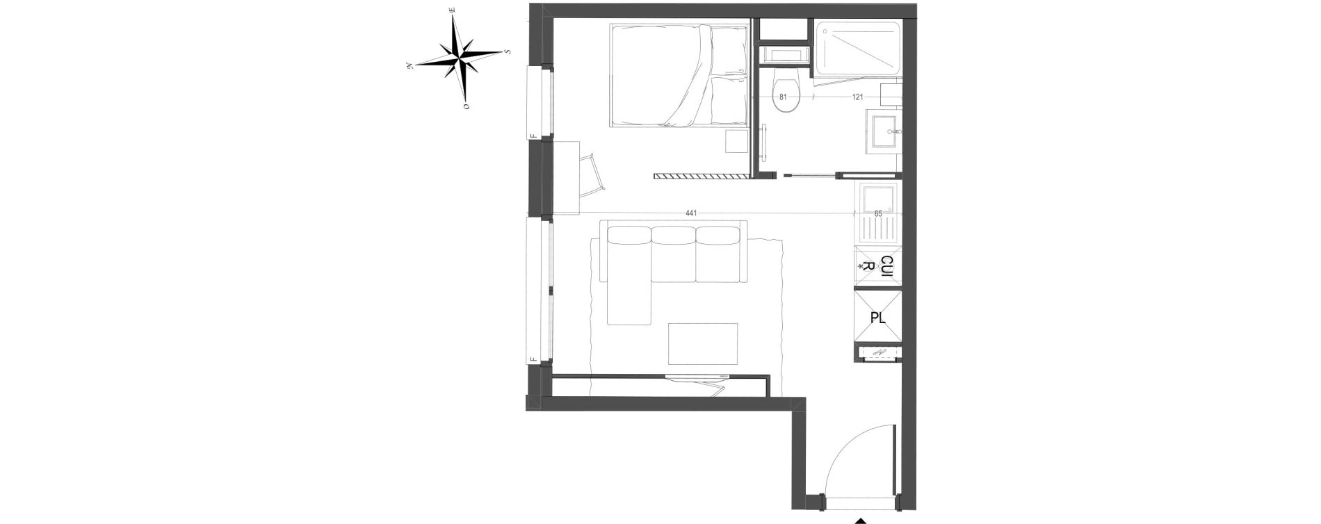 Appartement T1 de 25,03 m2 &agrave; Arras Centre