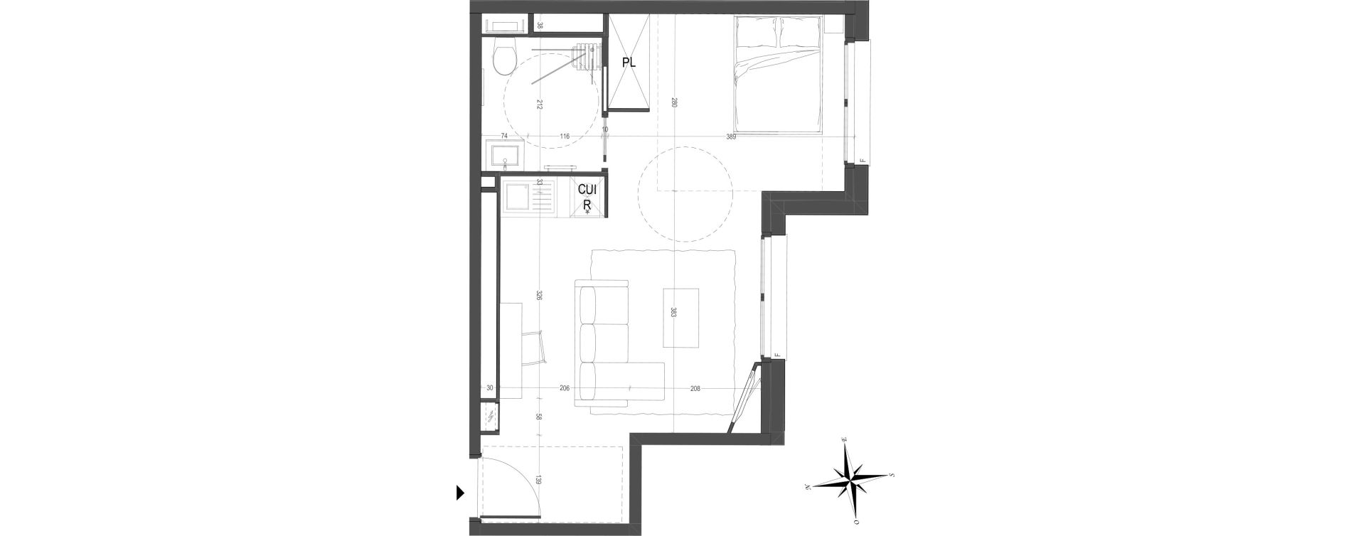 Appartement T1 meubl&eacute; de 35,16 m2 &agrave; Arras Centre