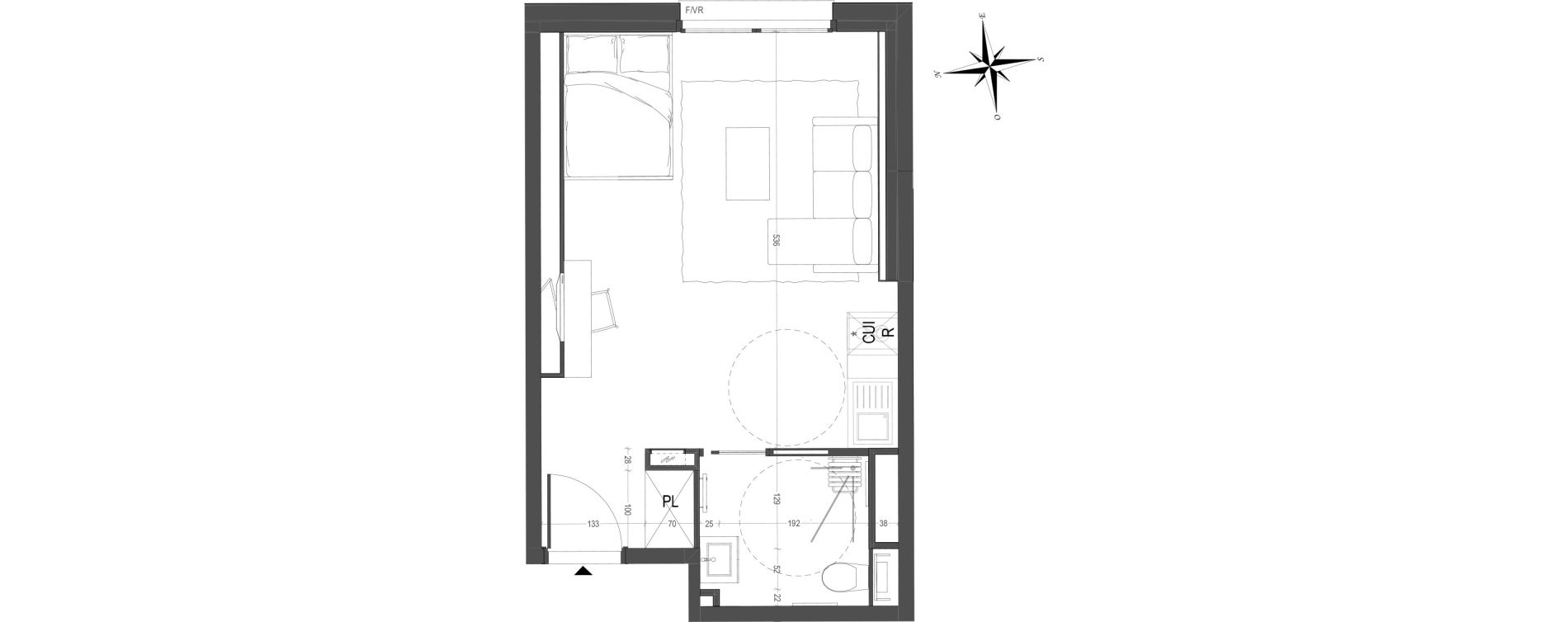 Appartement T1 meubl&eacute; de 30,37 m2 &agrave; Arras Centre