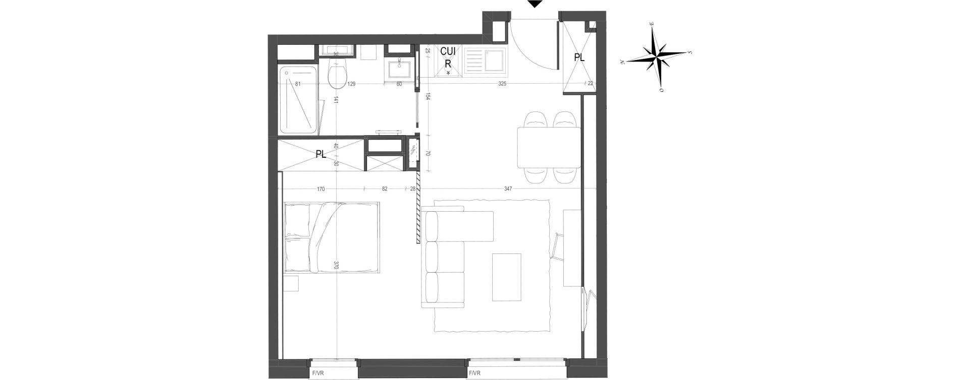 Appartement T1 de 36,05 m2 &agrave; Arras Centre