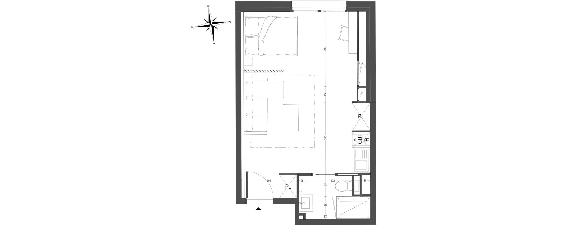 Appartement T1 de 30,30 m2 &agrave; Arras Centre
