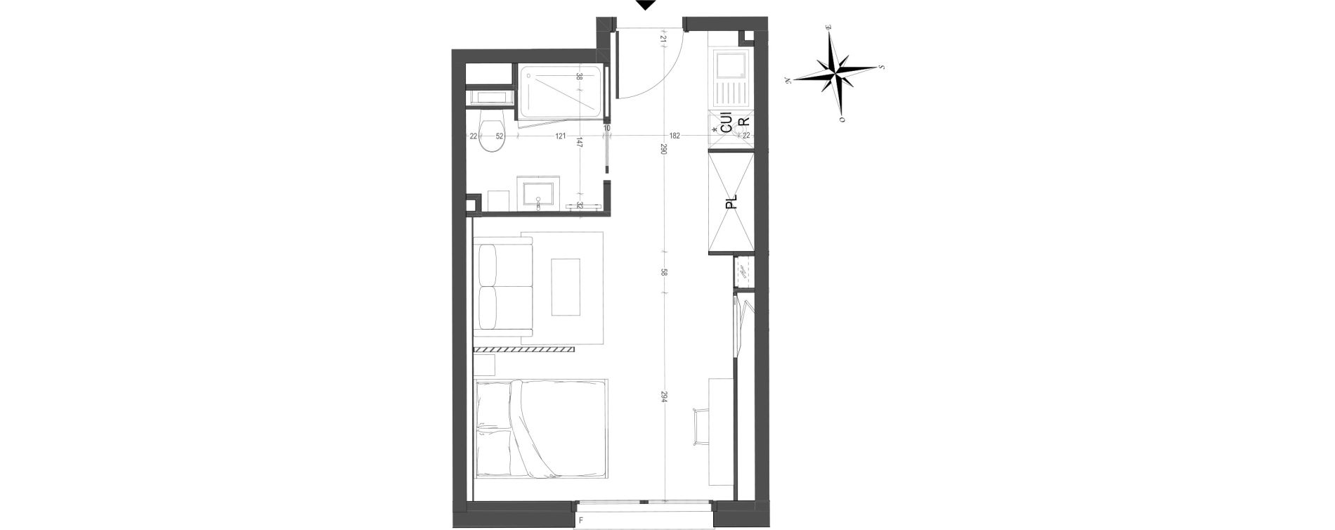 Appartement T1 de 24,76 m2 &agrave; Arras Centre