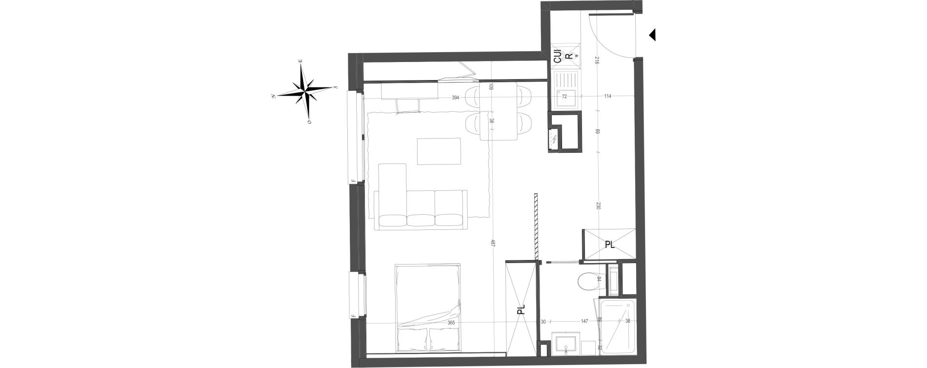 Appartement T1 de 36,71 m2 &agrave; Arras Centre