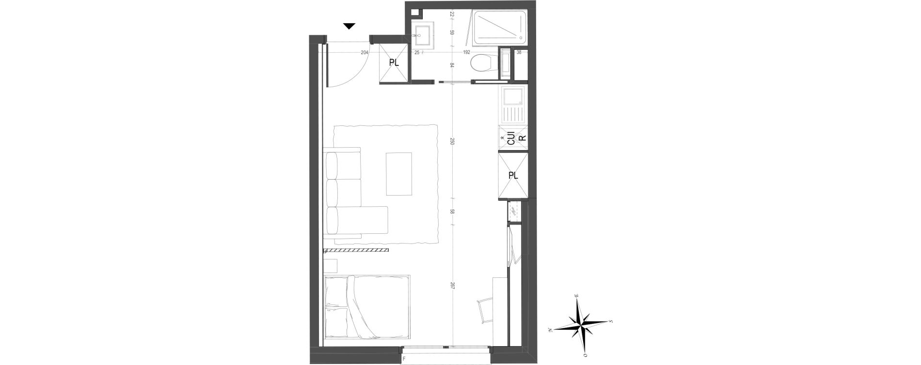 Appartement T1 de 30,30 m2 &agrave; Arras Centre
