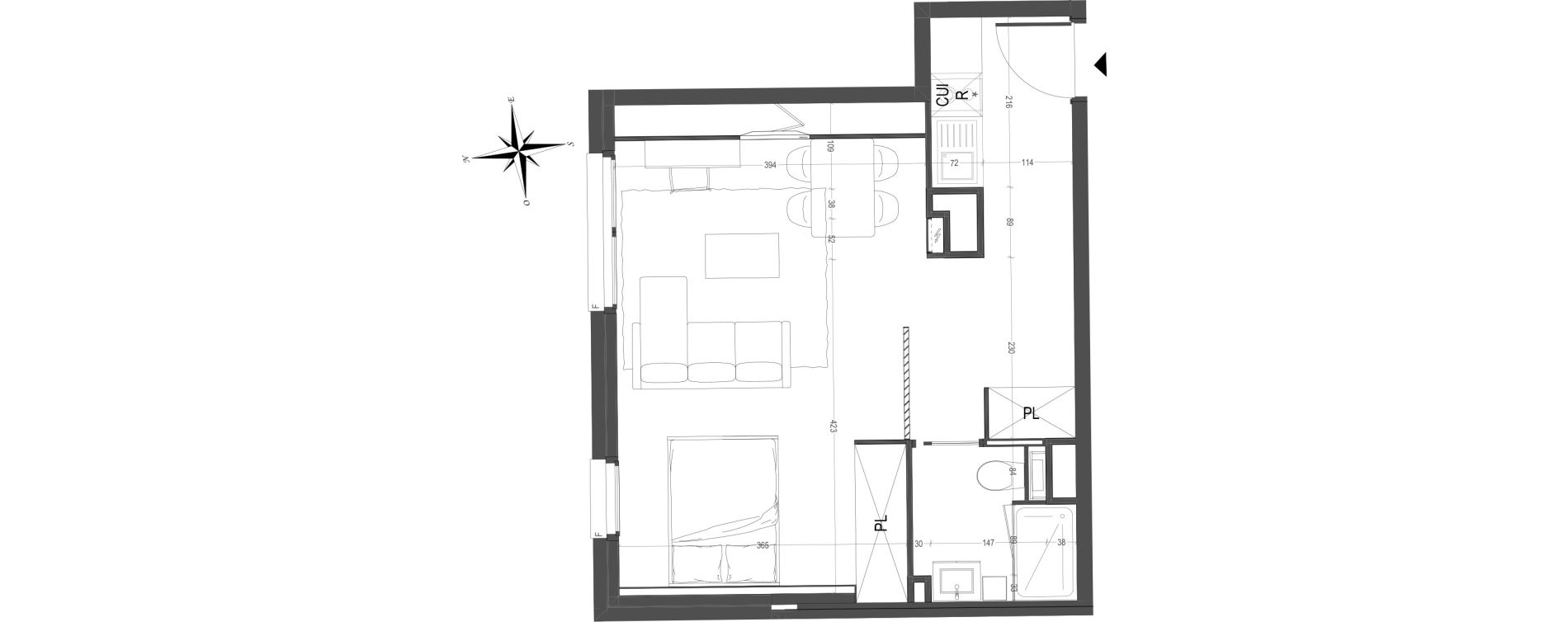 Appartement T1 meubl&eacute; de 36,34 m2 &agrave; Arras Centre