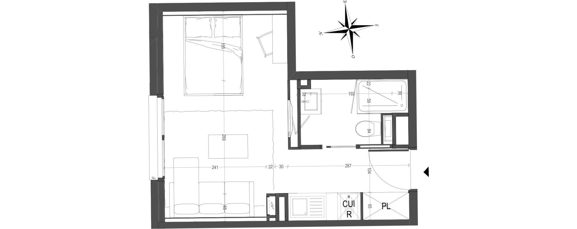 Appartement T1 de 22,15 m2 &agrave; Arras Centre