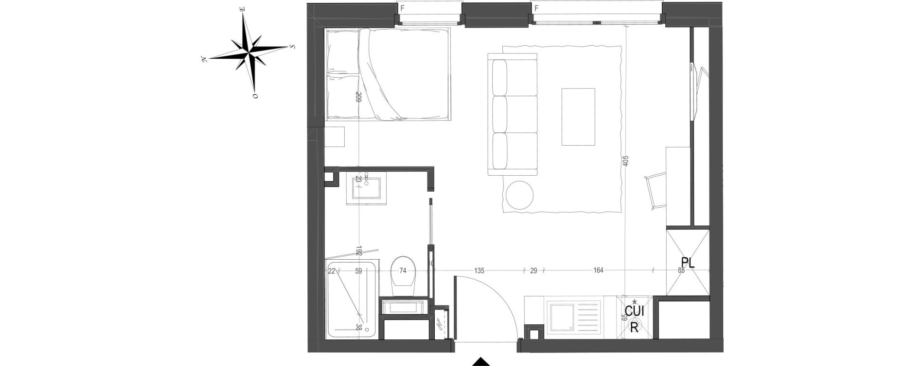 Appartement T1 de 25,56 m2 &agrave; Arras Centre