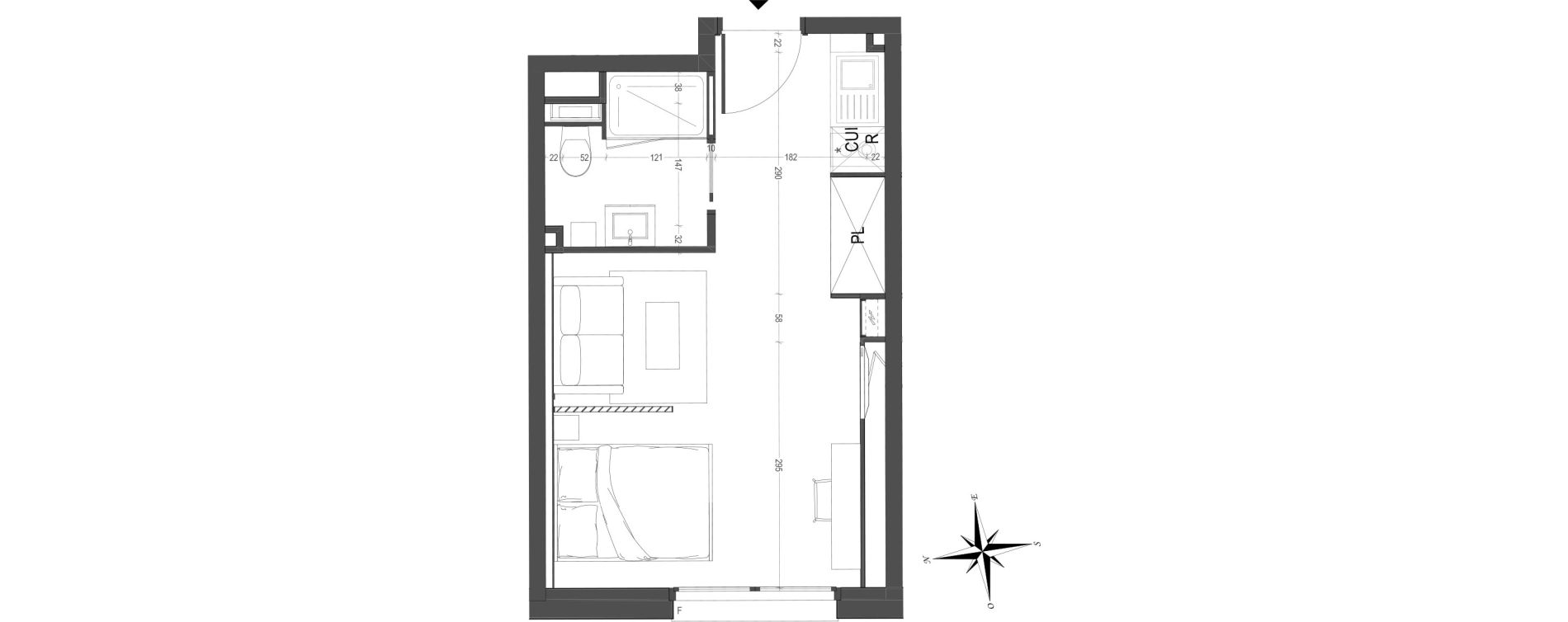 Appartement T1 de 24,76 m2 &agrave; Arras Centre
