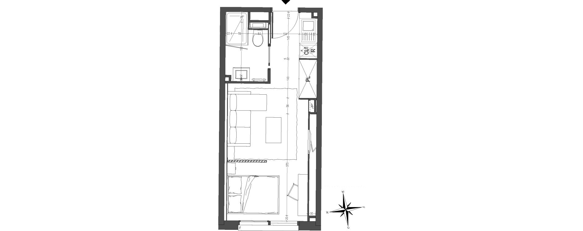 Appartement T1 de 20,43 m2 &agrave; Arras Centre