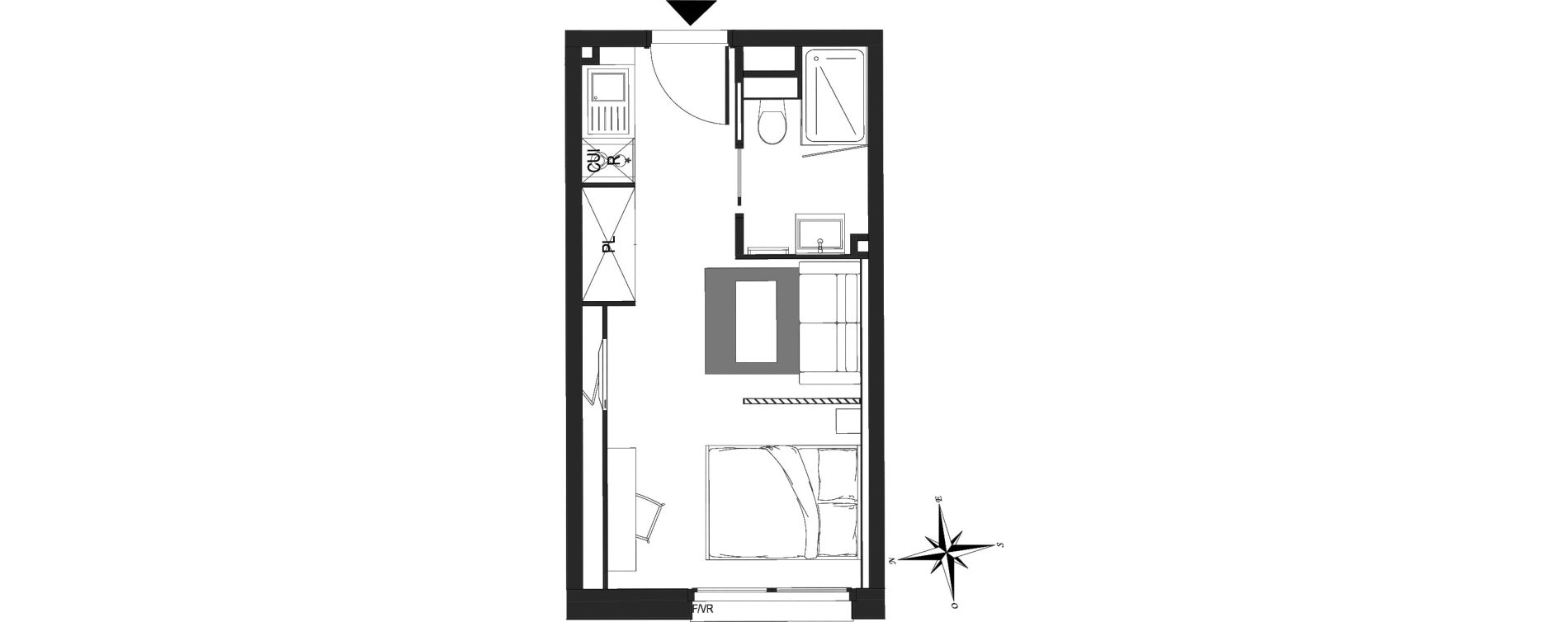 Appartement T1 meubl&eacute; de 21,92 m2 &agrave; Arras Centre