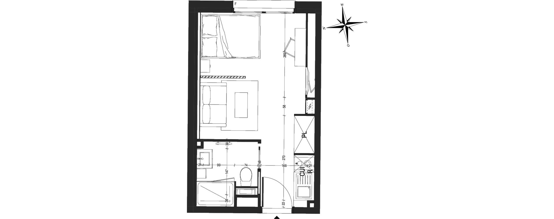 Appartement T1 de 21,76 m2 &agrave; Arras Centre