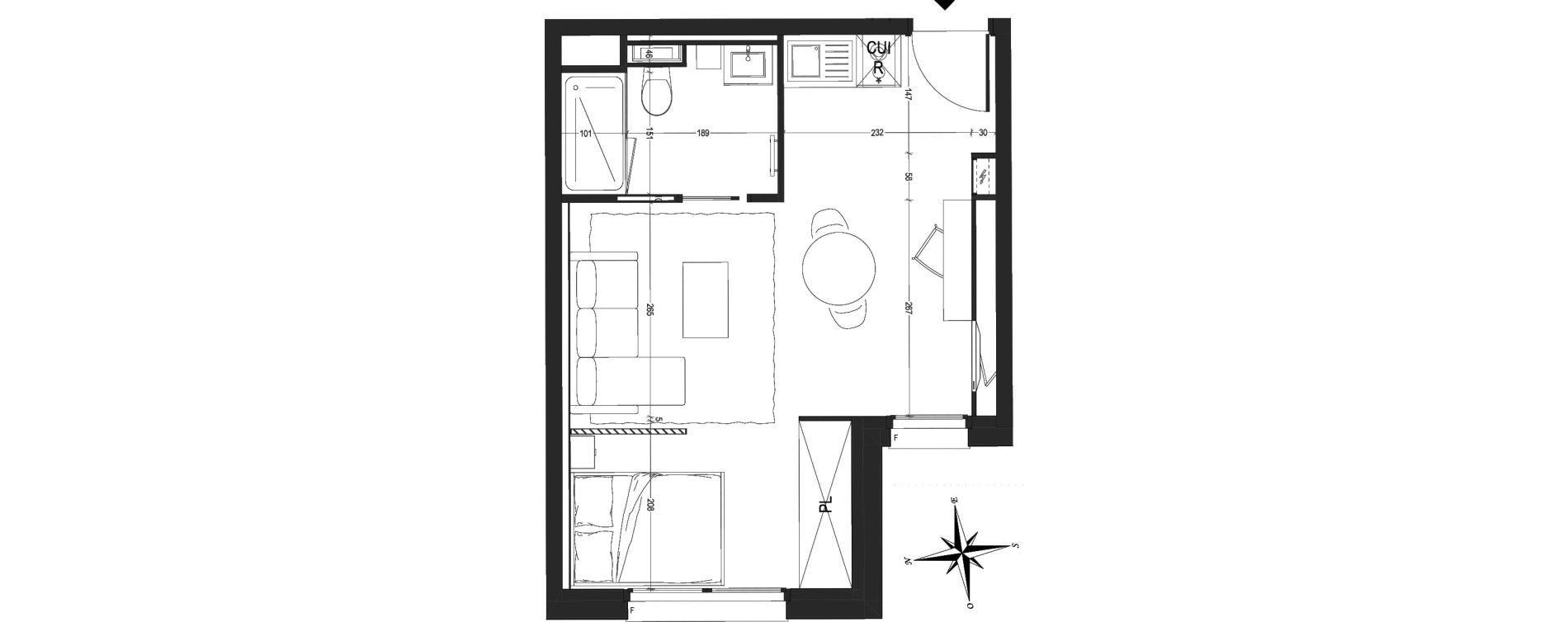 Appartement T1 de 31,19 m2 &agrave; Arras Centre