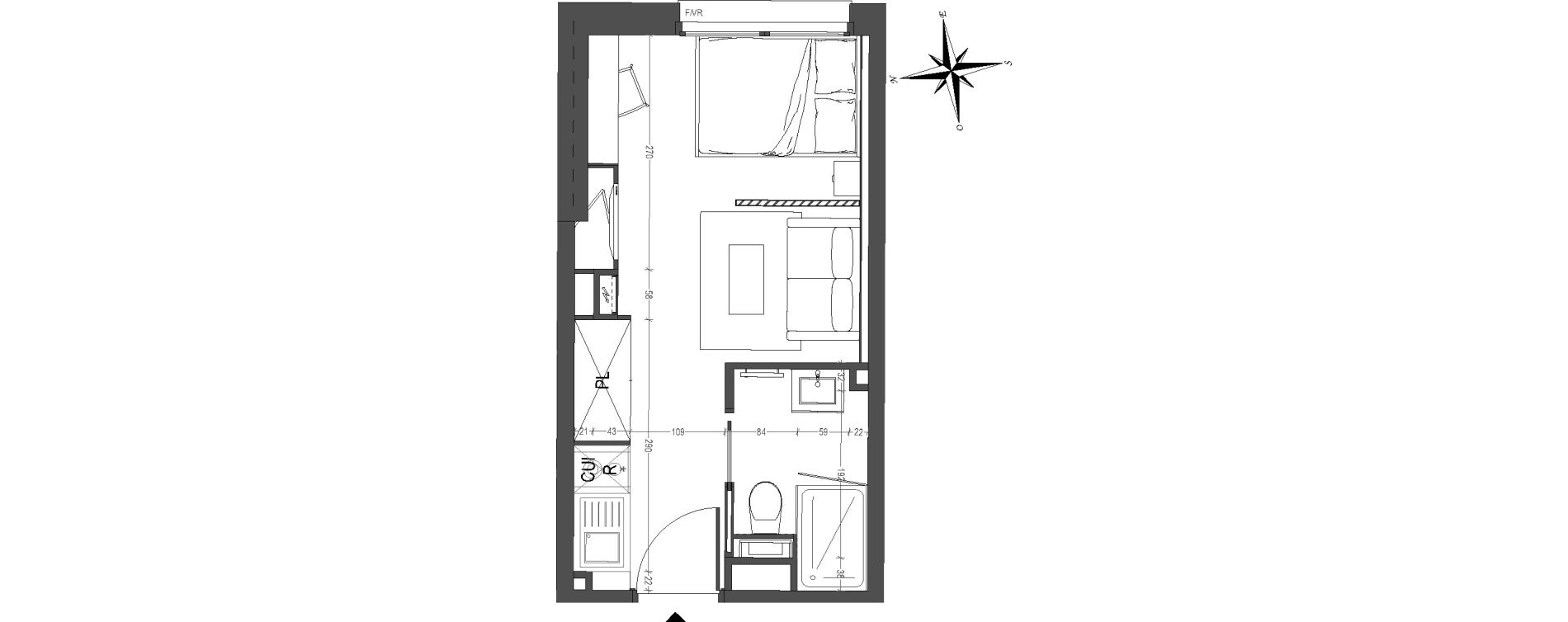 Appartement T1 meubl&eacute; de 19,96 m2 &agrave; Arras Centre