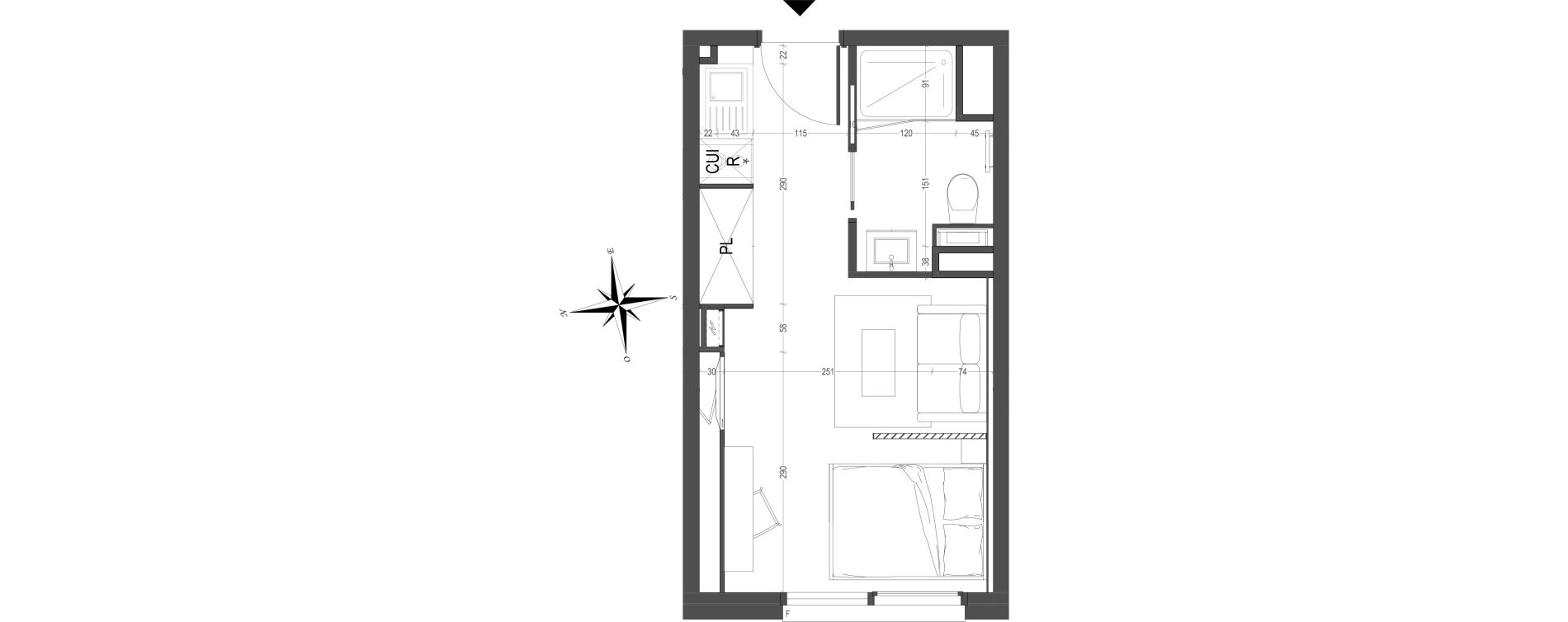 Appartement T1 de 21,77 m2 &agrave; Arras Centre