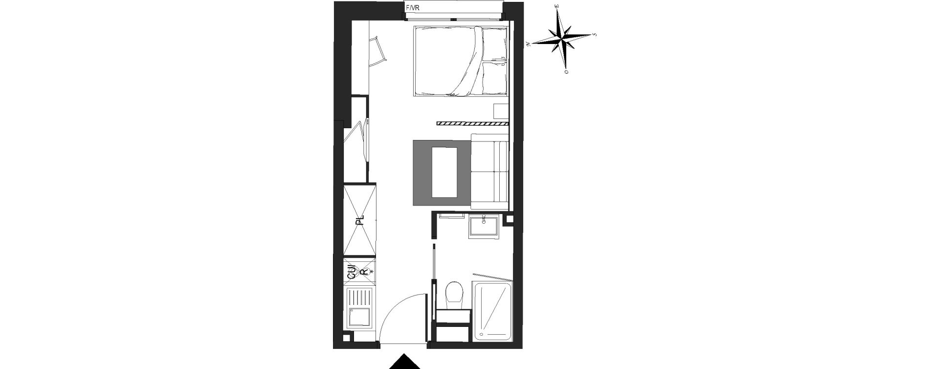 Appartement T1 meubl&eacute; de 19,96 m2 &agrave; Arras Centre