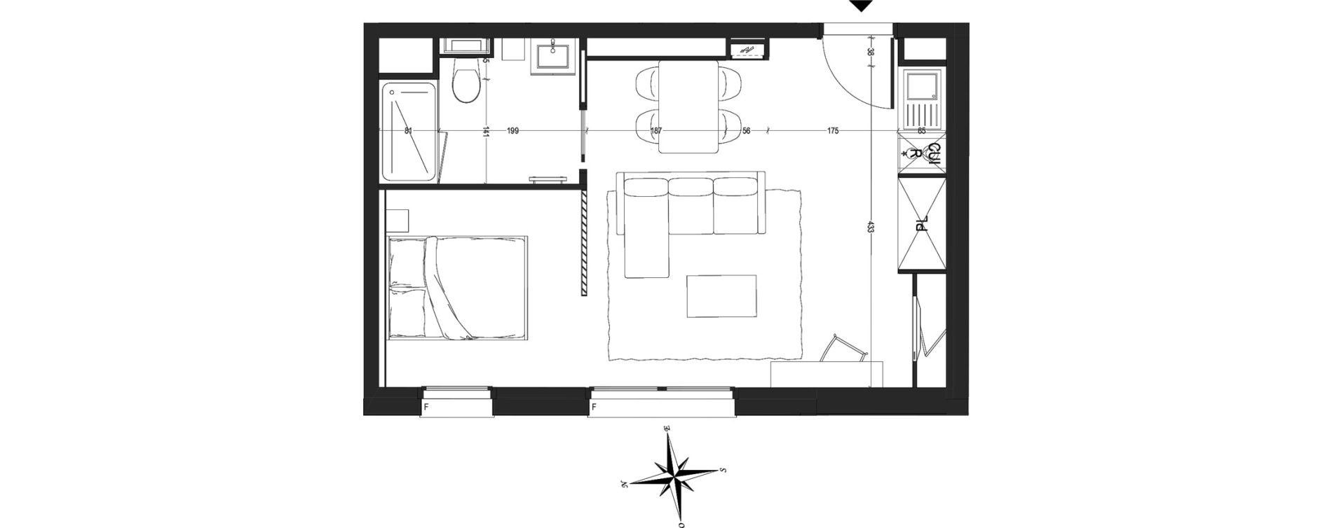 Appartement T1 de 34,26 m2 &agrave; Arras Centre