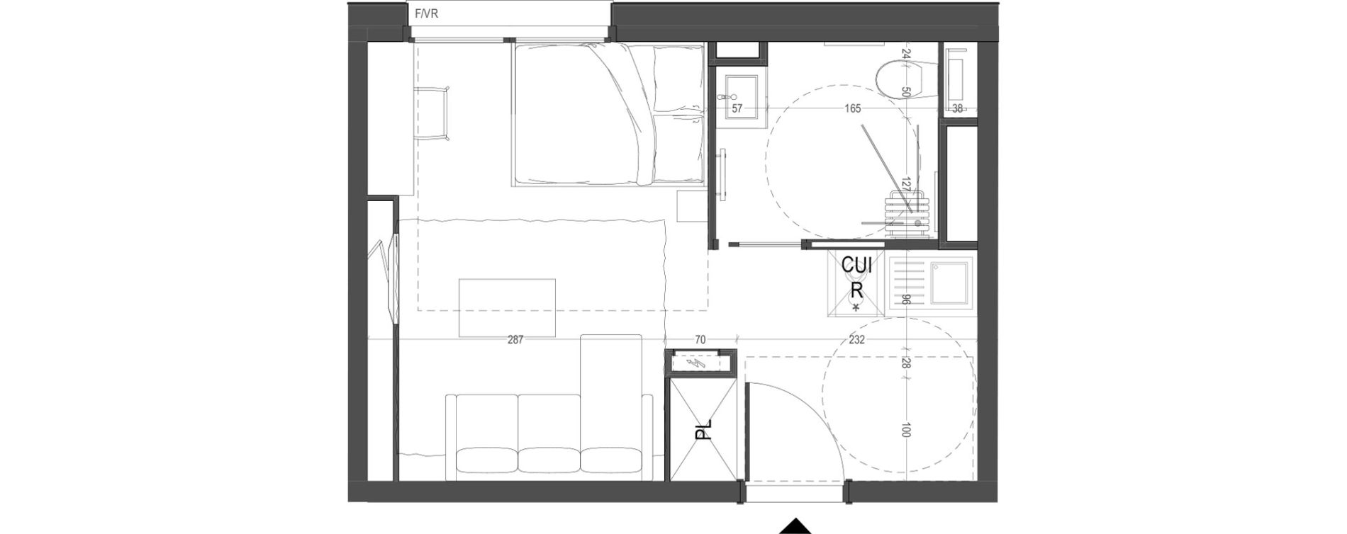 Appartement T1 meubl&eacute; de 23,71 m2 &agrave; Arras Centre