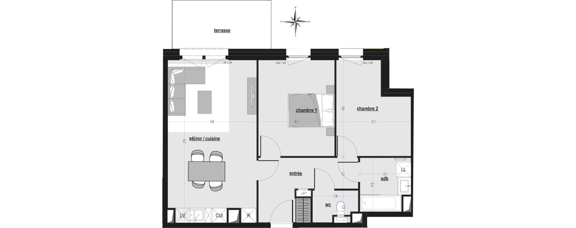 Appartement T3 de 60,63 m2 &agrave; Arras Saint-michel
