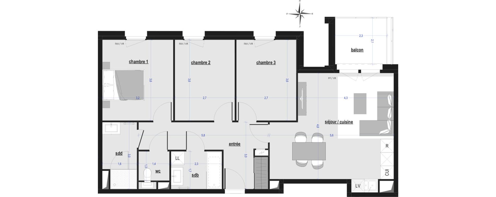 Appartement T4 de 76,56 m2 &agrave; Arras Saint-michel