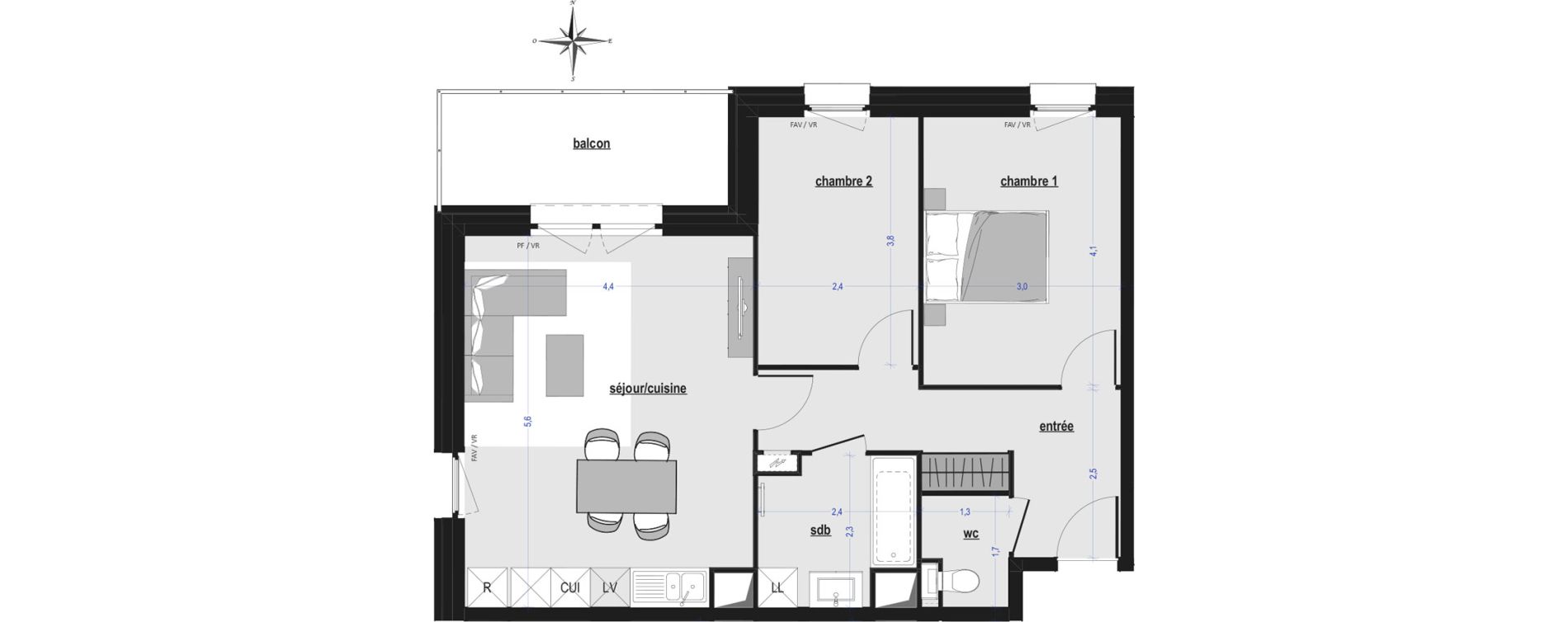 Appartement T3 de 61,57 m2 &agrave; Arras Saint-michel