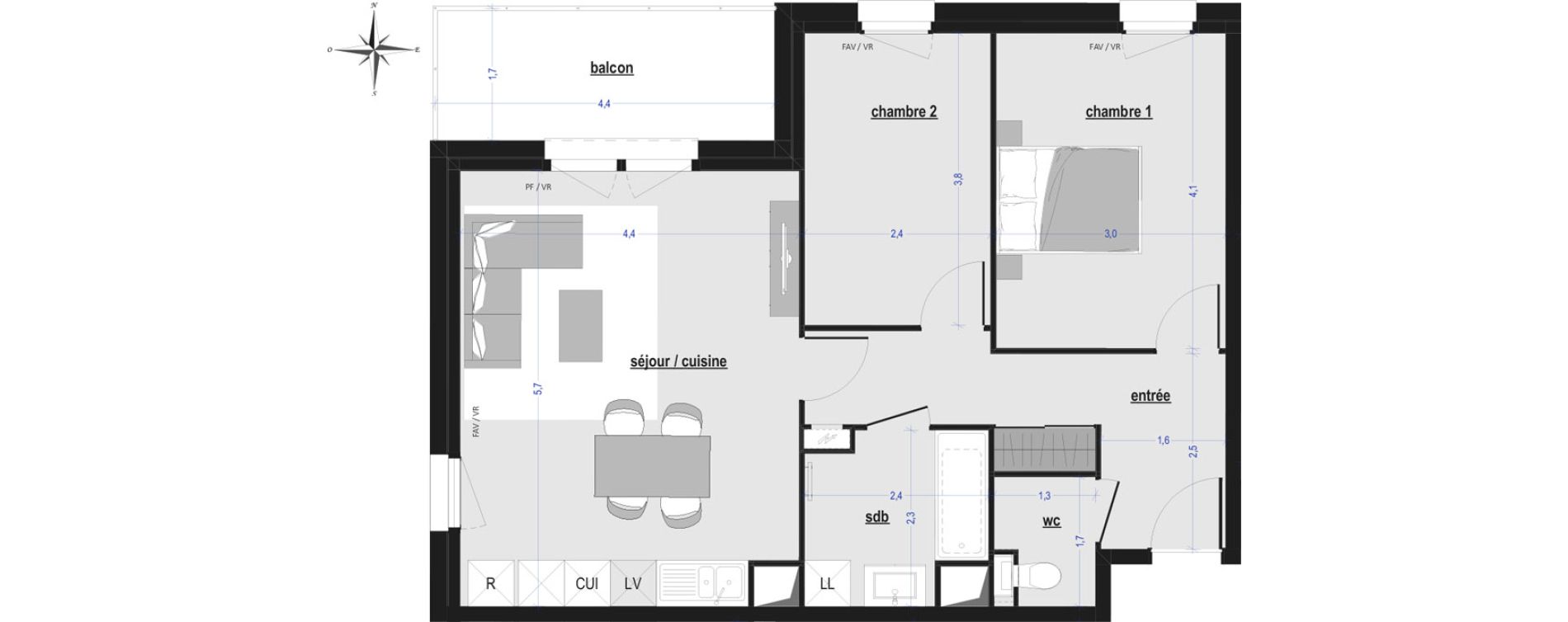 Appartement T3 de 62,41 m2 &agrave; Arras Saint-michel
