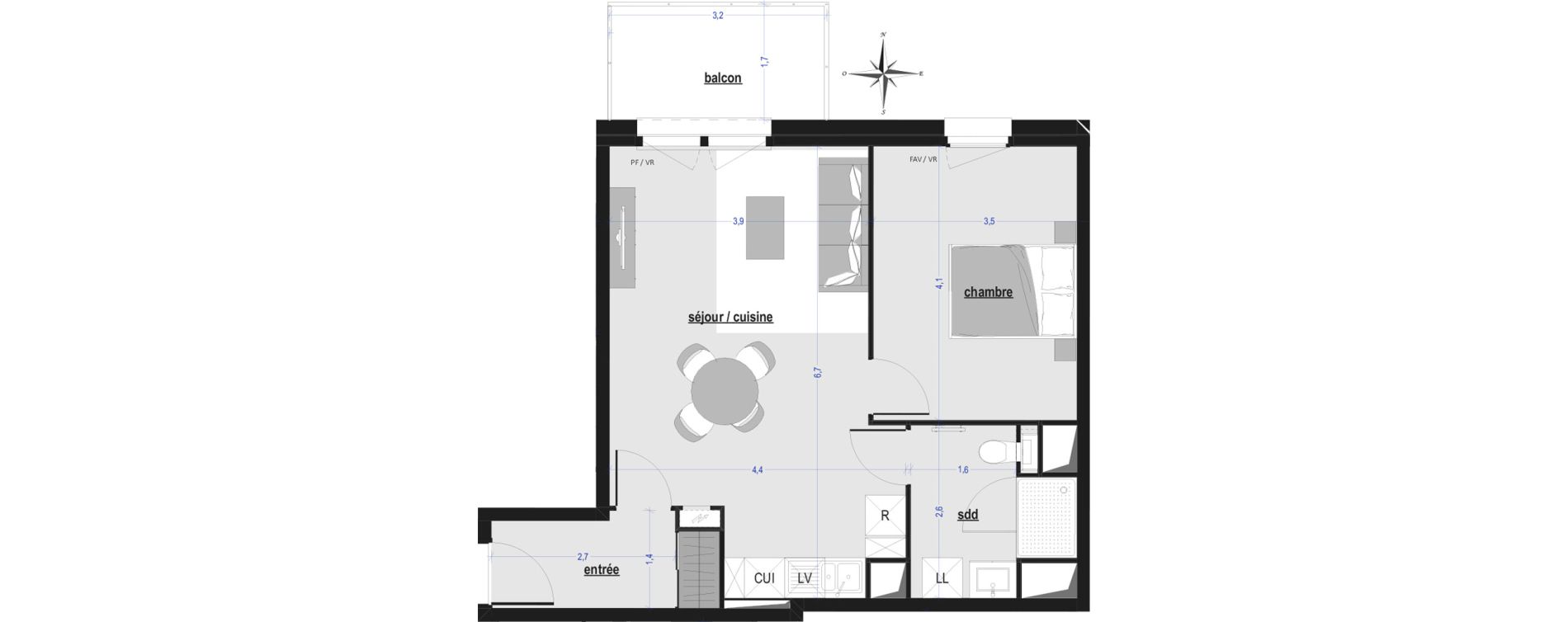 Appartement T2 de 46,58 m2 &agrave; Arras Saint-michel