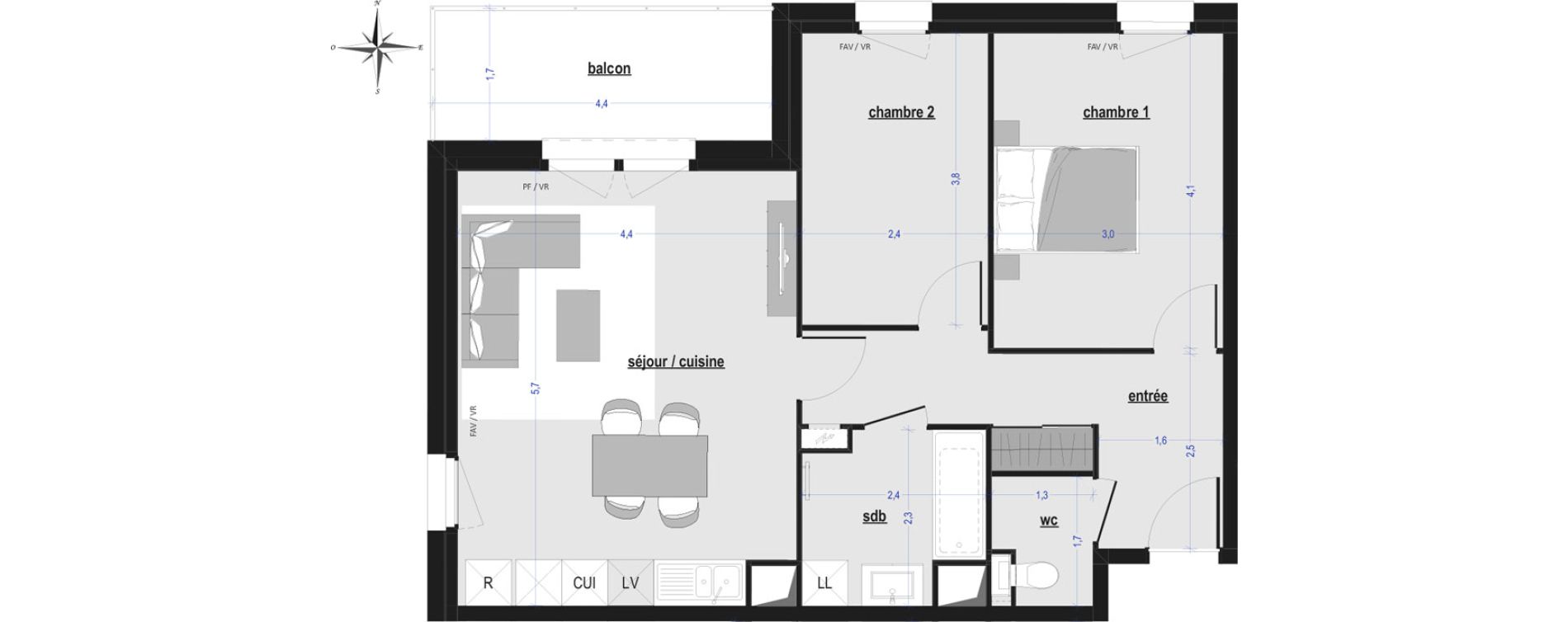 Appartement T3 de 62,43 m2 &agrave; Arras Saint-michel