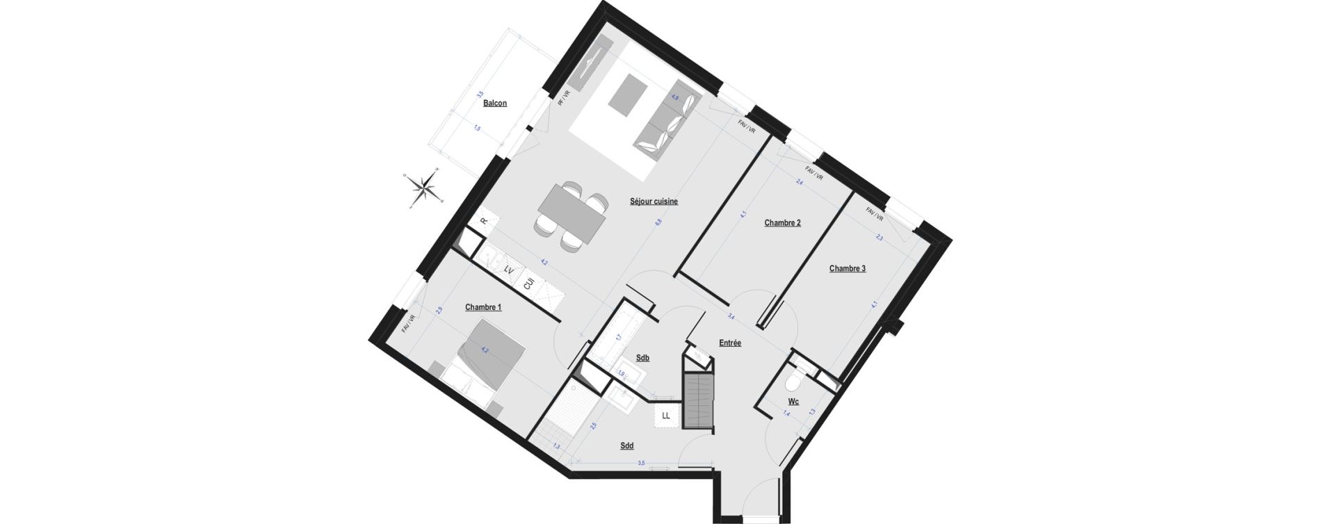 Appartement T4 de 86,39 m2 &agrave; Arras Saint-michel