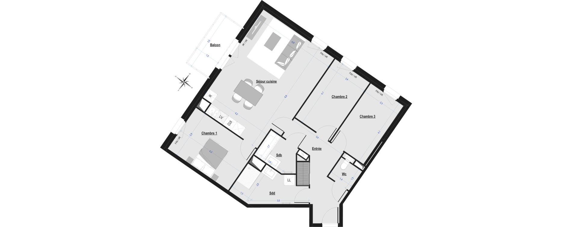 Appartement T4 de 86,39 m2 &agrave; Arras Saint-michel