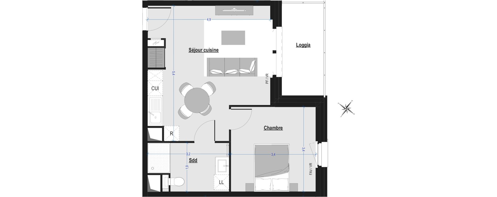 Appartement T2 de 40,20 m2 &agrave; Arras Saint-michel
