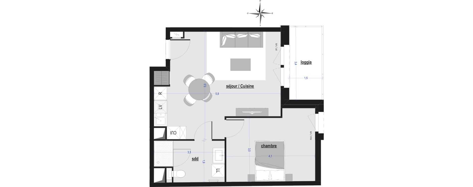 Appartement T2 de 43,22 m2 &agrave; Arras Saint-michel