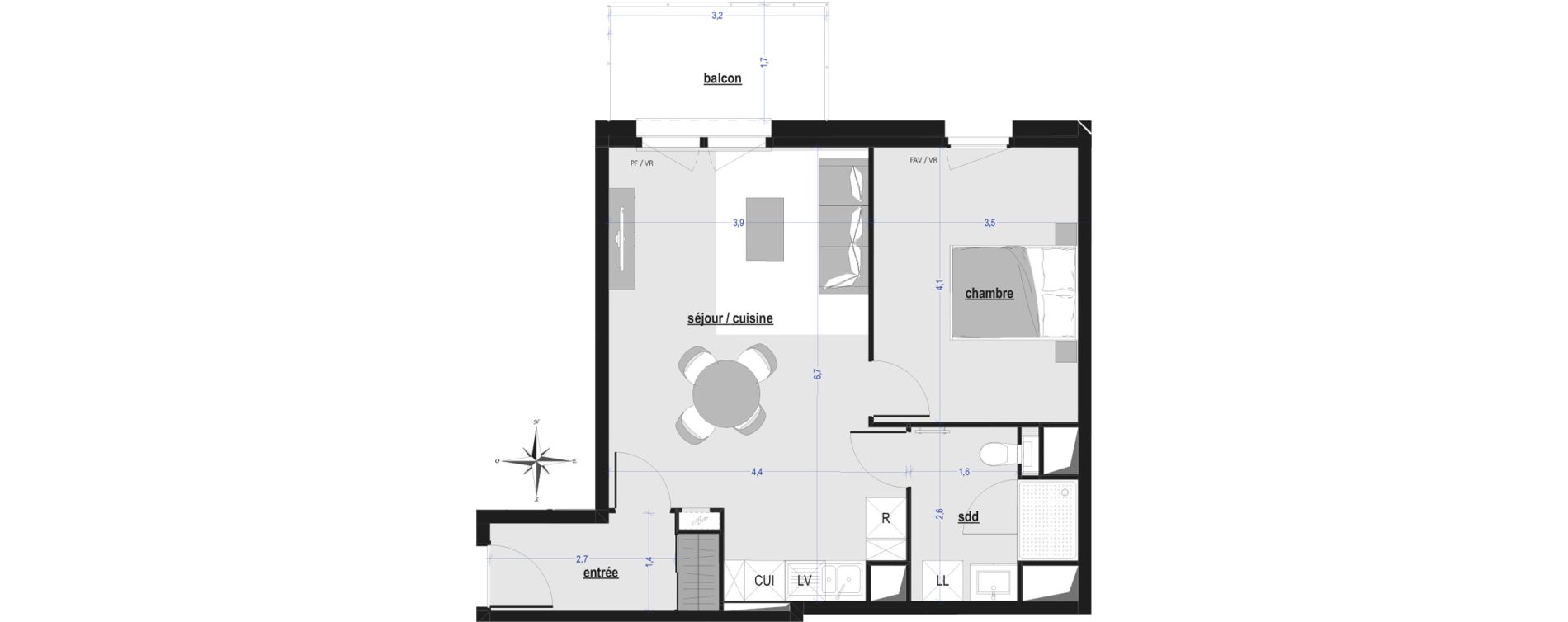 Appartement T2 de 46,58 m2 &agrave; Arras Saint-michel