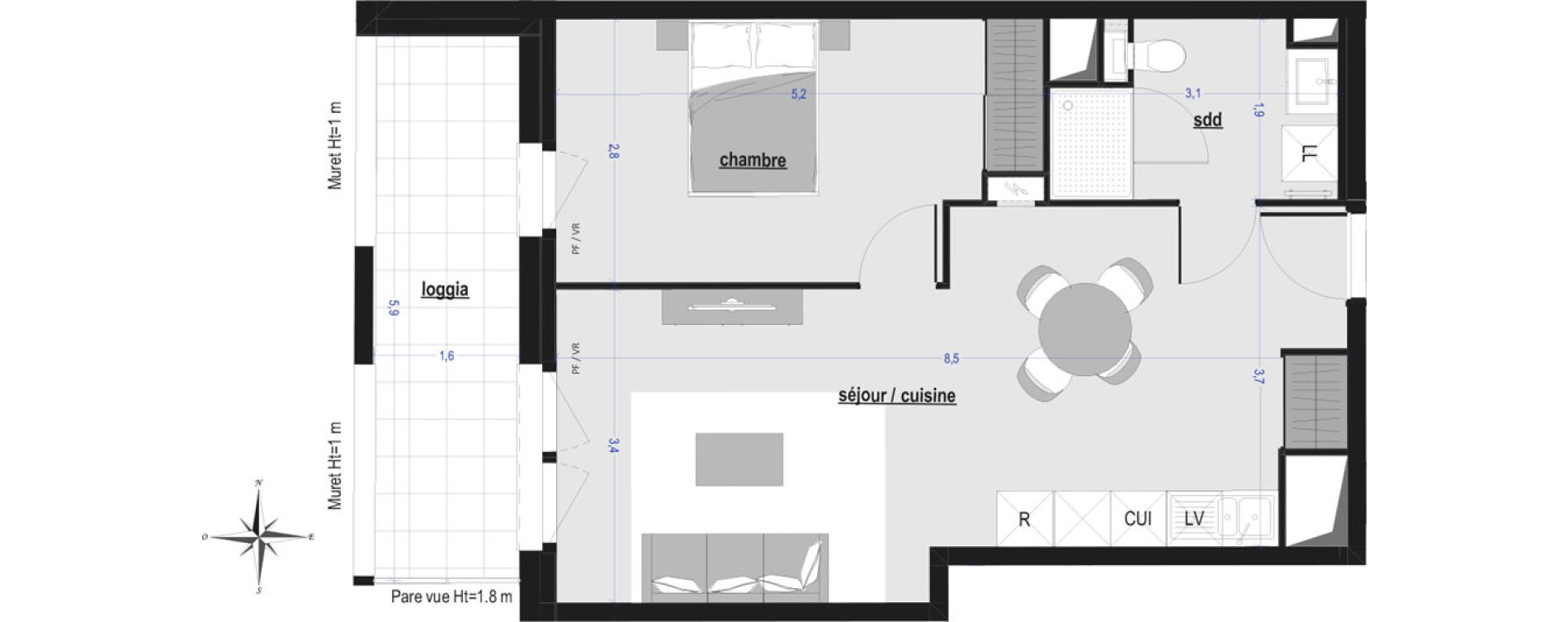Appartement T2 de 47,56 m2 &agrave; Arras Saint-michel